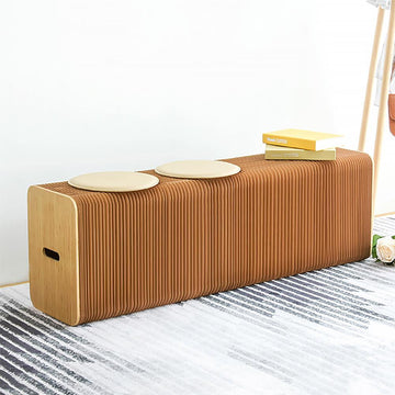 Farmhouse Natural Extension-Type Bench Dining Bench in Brown Paper